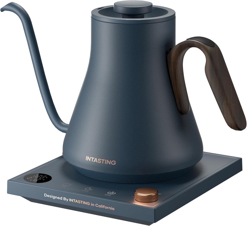 intasting Electric Kettle, Gooseneck Electric Kettle, ±1℉ Precise Temperature Control, Stainless Steel Interior, Quick Heating for Pour Over Coffee, Tea & Boiling Water, 0.9L (Navy Blue) - Image 1